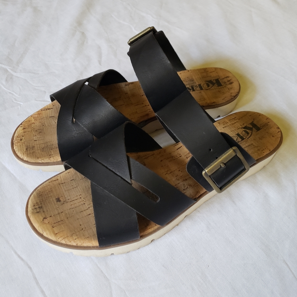 Korks Women's Slip On Sandals Black
